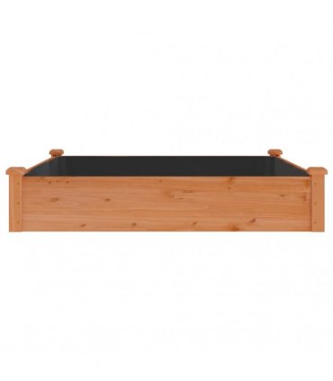 vidaXL Garden Raised Bed with Liner Brown 120x120x25 cm Solid Wood Fir — Size: 120 x 120 x 25 cm