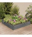 vidaXL Garden Raised Bed with Liner Grey 120x120x25 cm Solid Wood Fir — Size: 120 x 120 x 25 cm