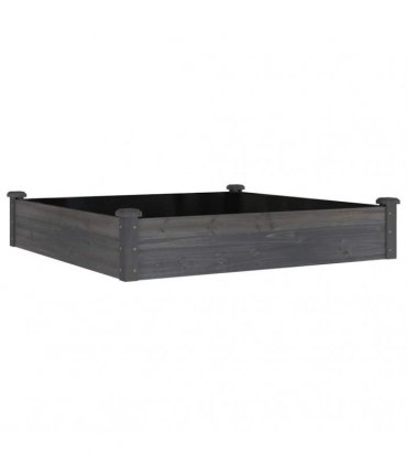 vidaXL Garden Raised Bed with Liner Grey 120x120x25 cm Solid Wood Fir — Size: 120 x 120 x 25 cm