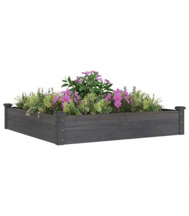 vidaXL Garden Raised Bed with Liner Grey 120x120x25 cm Solid Wood Fir — Size: 120 x 120 x 25 cm