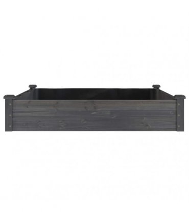 vidaXL Garden Raised Bed with Liner Grey 120x120x25 cm Solid Wood Fir — Size: 120 x 120 x 25 cm