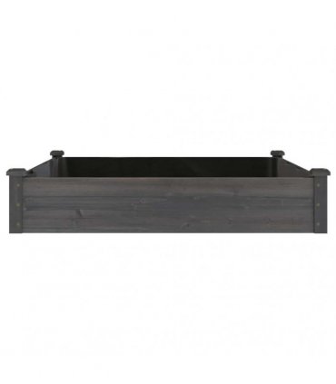 vidaXL Garden Raised Bed with Liner Grey 120x120x25 cm Solid Wood Fir — Size: 120 x 120 x 25 cm