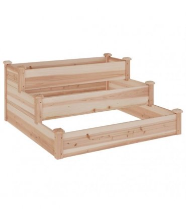 vidaXL Garden Raised Bed 120x120x56 cm Solid Wood Fir — Colour: natural