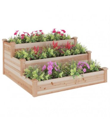 vidaXL Garden Raised Bed 120x120x56 cm Solid Wood Fir — Colour: natural