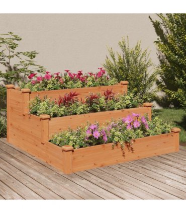 vidaXL Garden Raised Bed Brown 120x120x56 cm Solid Wood Fir
