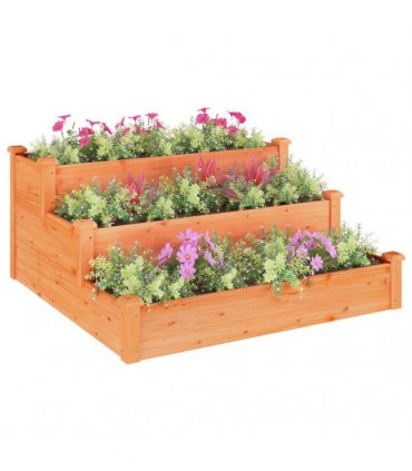 vidaXL Garden Raised Bed Brown 120x120x56 cm Solid Wood Fir