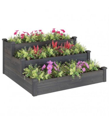 vidaXL Garden Raised Bed Grey 120x120x56 cm Solid Wood Fir