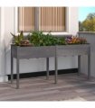 vidaXL Planter with Liner Grey 161x45x76 cm Solid Wood Fir — Size: 161 x 45 x 76 cm
