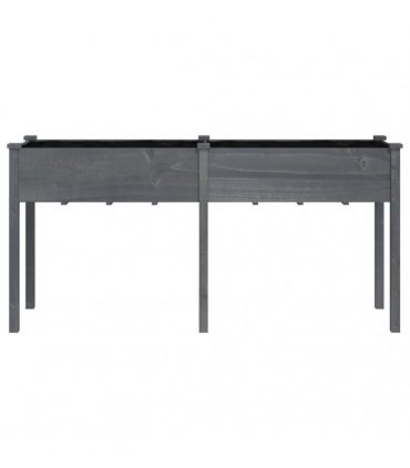 vidaXL Planter with Liner Grey 161x45x76 cm Solid Wood Fir — Size: 161 x 45 x 76 cm