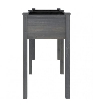 vidaXL Planter with Liner Grey 161x45x76 cm Solid Wood Fir — Size: 161 x 45 x 76 cm