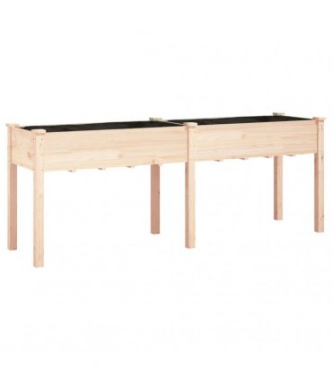 vidaXL Planter with Liner 203x53x76 cm Solid Wood Fir — Colour: natural, Size: 203 x 53 x 76 cm