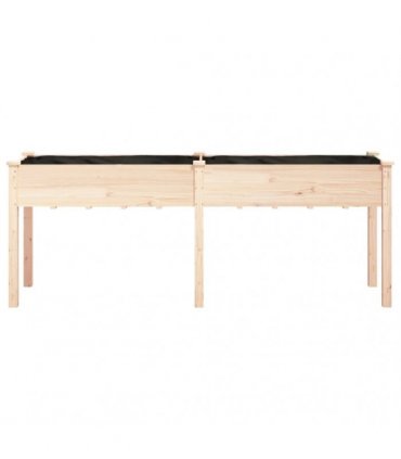 vidaXL Planter with Liner 203x53x76 cm Solid Wood Fir — Colour: natural, Size: 203 x 53 x 76 cm