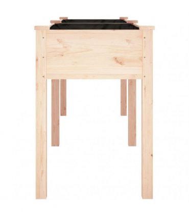 vidaXL Planter with Liner 203x53x76 cm Solid Wood Fir — Colour: natural, Size: 203 x 53 x 76 cm