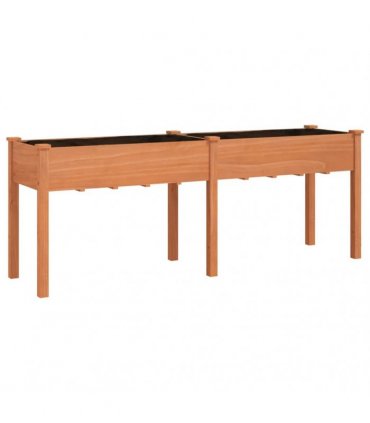 vidaXL Planter with Liner Brown 203x53x76 cm Solid Wood Fir — Size: 203 x 53 x 76 cm