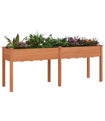 vidaXL Planter with Liner Brown 203x53x76 cm Solid Wood Fir — Size: 203 x 53 x 76 cm