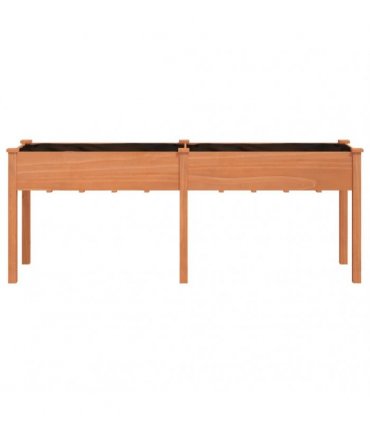 vidaXL Planter with Liner Brown 203x53x76 cm Solid Wood Fir — Size: 203 x 53 x 76 cm