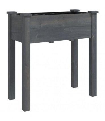 vidaXL Planter with Liner Grey 71x37x76 cm Solid Wood Fir — Size: 71 x 37 x 76 cm
