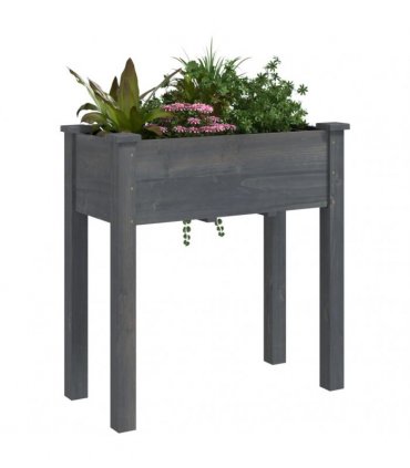 vidaXL Planter with Liner Grey 71x37x76 cm Solid Wood Fir — Size: 71 x 37 x 76 cm