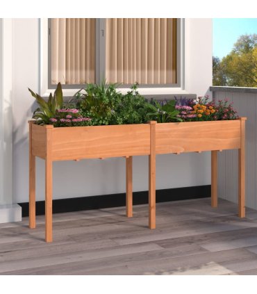 vidaXL Planter with Liner Brown 161x45x76 cm Solid Wood Fir — Size: 161 x 45 x 76 cm