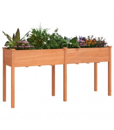 vidaXL Planter with Liner Brown 161x45x76 cm Solid Wood Fir — Size: 161 x 45 x 76 cm