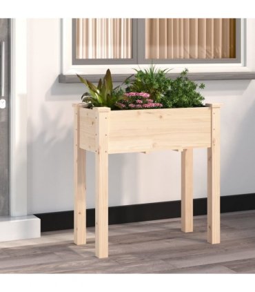 vidaXL Planter with Liner 71x37x76 cm Solid Wood Fir — Colour: natural, Size: 71 x 37 x 76 cm