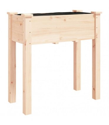 vidaXL Planter with Liner 71x37x76 cm Solid Wood Fir — Colour: natural, Size: 71 x 37 x 76 cm