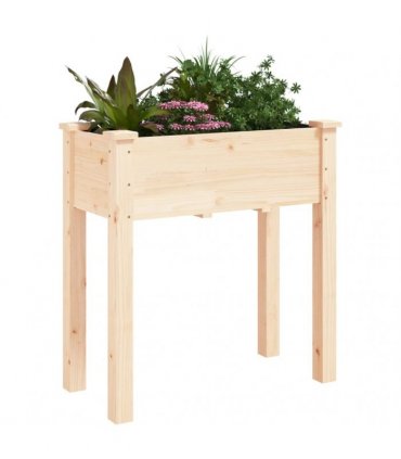 vidaXL Planter with Liner 71x37x76 cm Solid Wood Fir — Colour: natural, Size: 71 x 37 x 76 cm