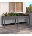 vidaXL Planter with Liner Grey 203x53x76 cm Solid Wood Fir — Size: 203 x 53 x 76 cm
