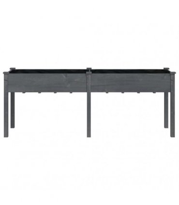 vidaXL Planter with Liner Grey 203x53x76 cm Solid Wood Fir — Size: 203 x 53 x 76 cm