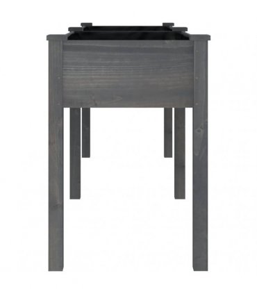 vidaXL Planter with Liner Grey 203x53x76 cm Solid Wood Fir — Size: 203 x 53 x 76 cm
