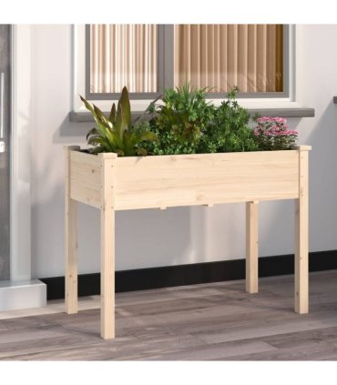 vidaXL Planter with Liner 118x59x76 cm Solid Wood Fir — Colour: natural, Size: 118 x 59 x 76 cm