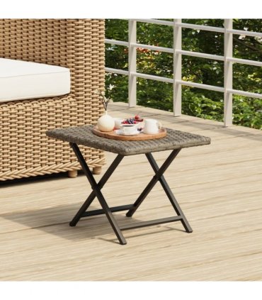vidaXL Folding Table Grey 45x35x32 cm Poly Rattan