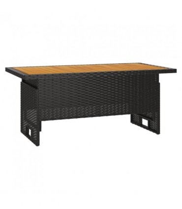 vidaXL Garden Table Black 100x50x43/63 cm Solid Wood Acacia&Poly Rattan