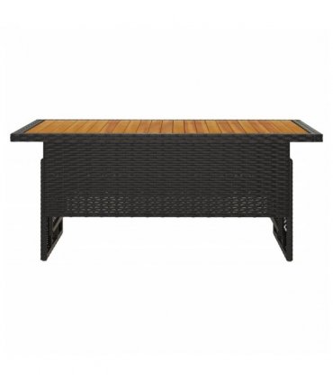 vidaXL Garden Table Black 100x50x43/63 cm Solid Wood Acacia&Poly Rattan