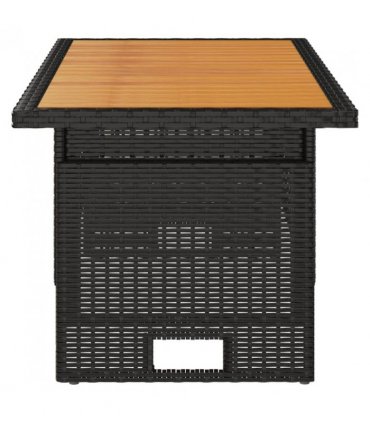 vidaXL Garden Table Black 100x50x43/63 cm Solid Wood Acacia&Poly Rattan