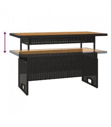 vidaXL Garden Table Black 100x50x43/63 cm Solid Wood Acacia&Poly Rattan