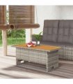vidaXL Garden Table Grey 100x50x43/63 cm Solid Wood Acacia&Poly Rattan