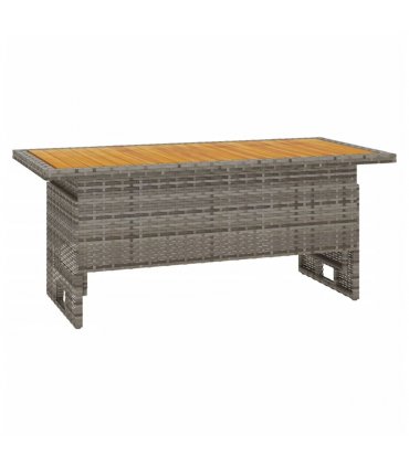 vidaXL Garden Table Grey 100x50x43/63 cm Solid Wood Acacia&Poly Rattan