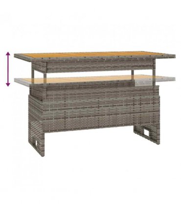 vidaXL Garden Table Grey 100x50x43/63 cm Solid Wood Acacia&Poly Rattan
