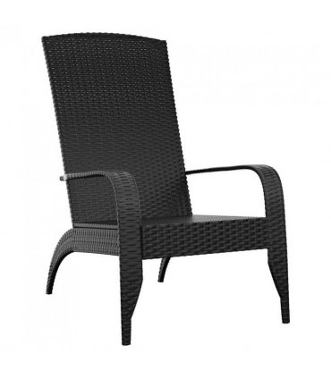vidaXL Garden Adirondack Chair | Black | Poly rattan, powder-coated steel