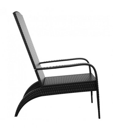 vidaXL Garden Adirondack Chair | Black | Poly rattan, powder-coated steel