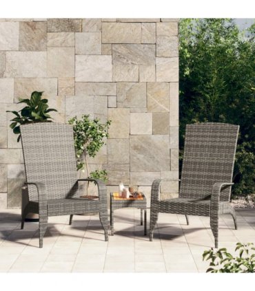 vidaXL Garden Adirondack Chair | Grey | Poly rattan, powder-coated steel