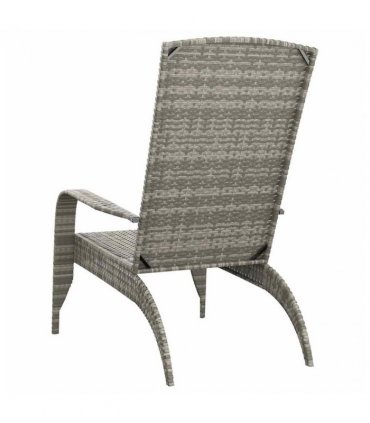 vidaXL Garden Adirondack Chair | Grey | Poly rattan, powder-coated steel