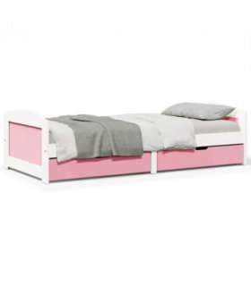 vidaXL Day Bed with 2 Drawers without Mattress IRUN White&Pink 90x200 cm — Colour: white and pink