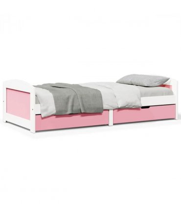 vidaXL Day Bed with 2 Drawers without Mattress IRUN White&Pink 90x200 cm — Colour: white and pink