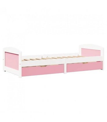 vidaXL Day Bed with 2 Drawers without Mattress IRUN White&Pink 90x200 cm — Colour: white and pink