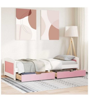 vidaXL Day Bed with 2 Drawers without Mattress IRUN White&Pink 90x200 cm — Colour: white and pink