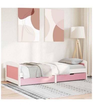 vidaXL Day Bed with 2 Drawers without Mattress IRUN White&Pink 90x200 cm — Colour: white and pink