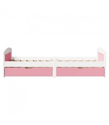 vidaXL Day Bed with 2 Drawers without Mattress IRUN White&Pink 90x200 cm — Colour: white and pink