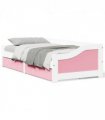 vidaXL Day Bed with 2 Drawers without Mattress IRUN White&Pink 90x200 cm — Colour: white and pink — V0671963979